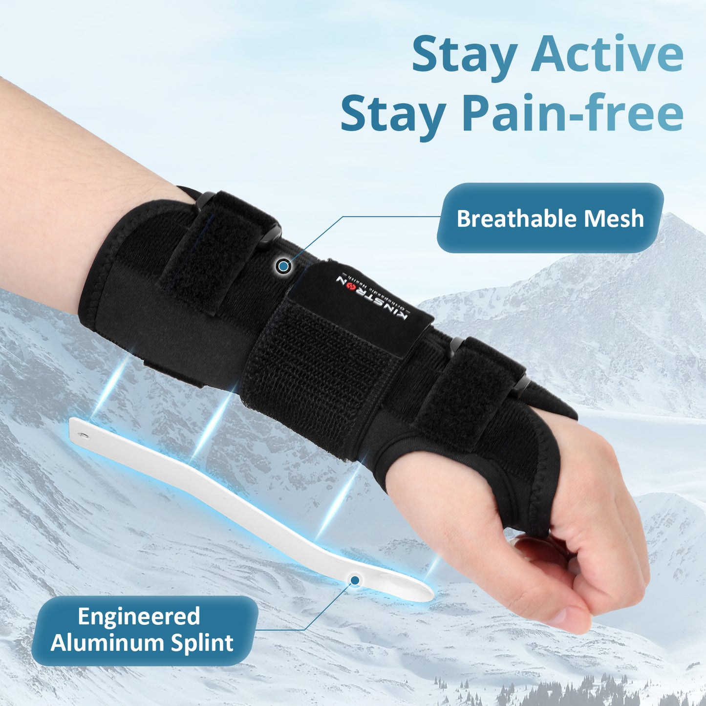 Kinstron Carpal Tunnel Wrist Brace for Night & Day Support with Metal Splint–Adjustable Extended Lightweight Hand and Wrist support for Sprains, Tendonitis, Arthritis & Injury Support Pain Relief for Men Women