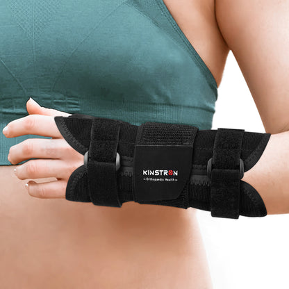 Kinstron Carpal Tunnel Wrist Brace for Night & Day Support with Metal Splint–Adjustable Extended Lightweight Hand and Wrist support for Sprains, Tendonitis, Arthritis & Injury Support Pain Relief for Men Women