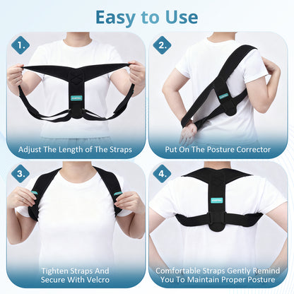 Kinstron Posture Corrector for Men and Women, Comfortable Upper and Back Brace, Adjustable Back Support for Back, Shoulder and Neck