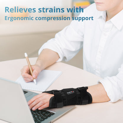 Kinstron Carpal Tunnel Wrist Brace for Night & Day Support with Metal Splint–Adjustable Extended Lightweight Hand and Wrist support for Sprains, Tendonitis, Arthritis & Injury Support Pain Relief for Men Women