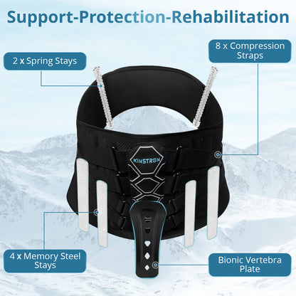 Kinstron Lumbar Support Back Brace with Adjustable Compression Straps – Breathable Mesh, Memory-Aluminum Stays & Removable Pad – Ergonomic Lower Back Support Belt for Work, Fitness & Daily Pain Relief