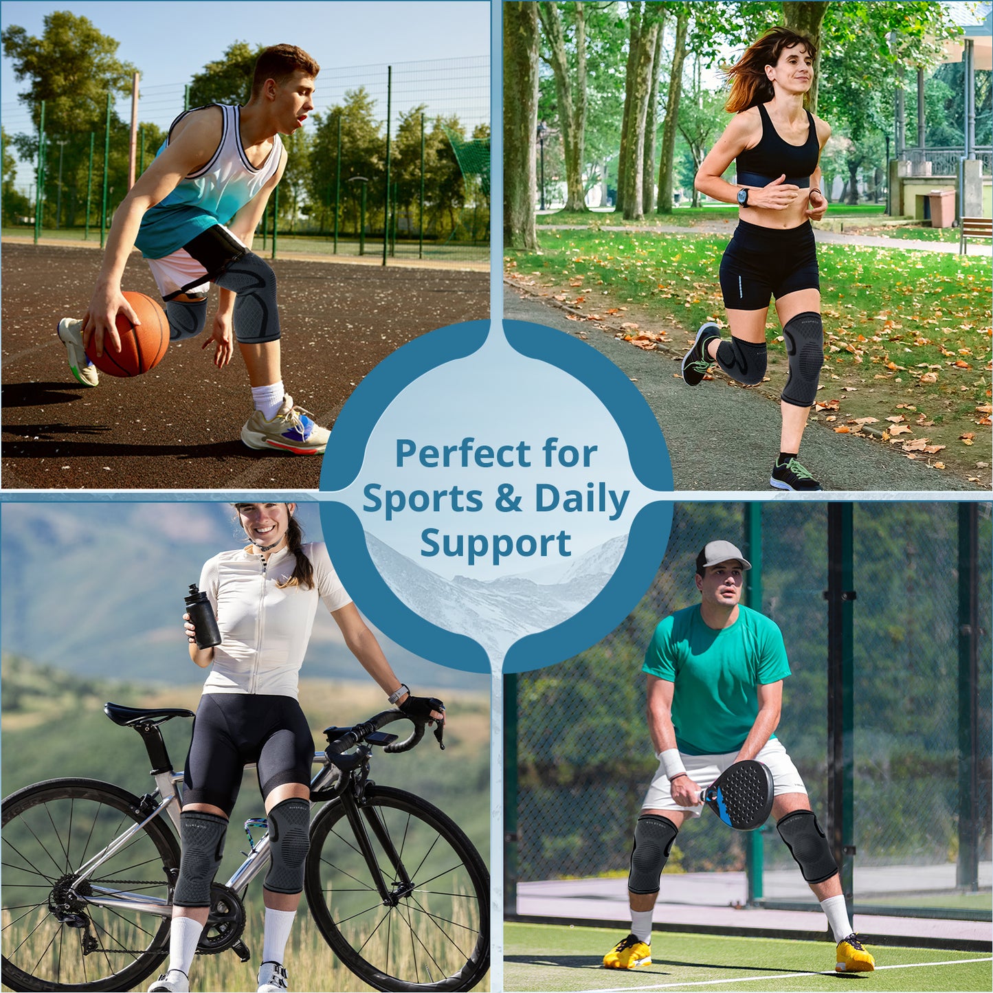 Kinstron 2 Pack Compression Knee Brace for Men & Women – Breathable Non-Slip Knee Support Sleeve for Running, Hiking, Workout, Weightlifting, Sports, Arthritis, Knee Pain Relief & Recovery – Premium Latex-Free for Sensitive Skin
