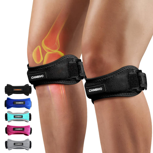 Kinstron Patella Tendon Knee Strap 2 Pack, Knee Pain Relief Support Brace Hiking, Soccer, Basketball, Running, Jumpers Knee, Tennis, Tendonitis, Volleyball & Squats