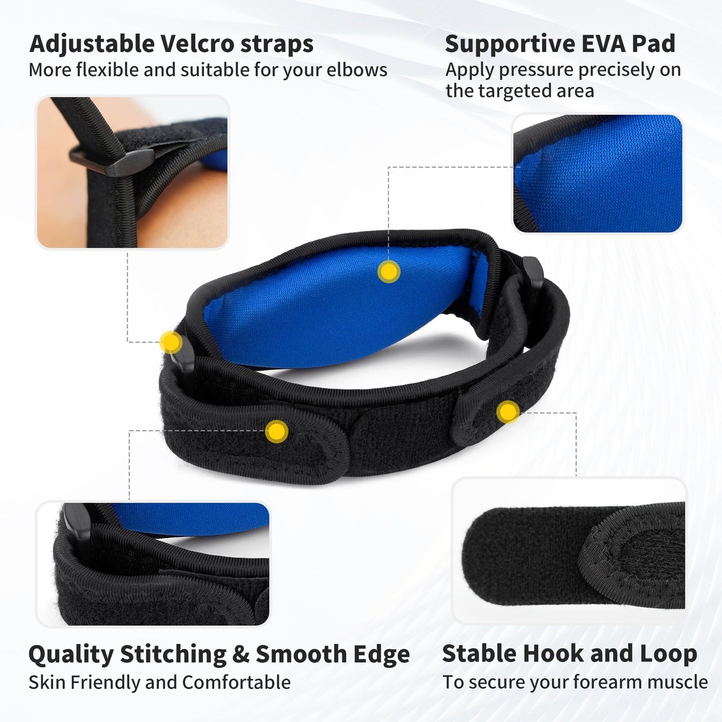 Kinstron Tennis Elbow Brace for Men & Women, Tennis & Golfer's Elbow, Adjustable Elbow Strap with Compression Pad