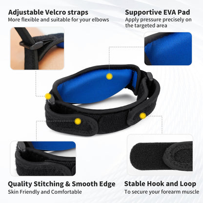 Kinstron Tennis Elbow Brace for Men & Women, Tennis & Golfer's Elbow, Adjustable Elbow Strap with Compression Pad