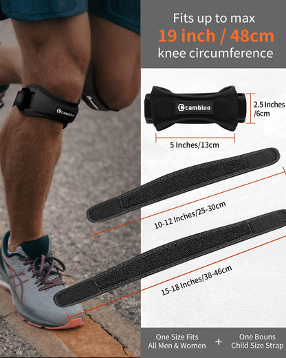 Kinstron Patella Tendon Knee Strap 2 Pack, Knee Pain Relief Support Brace Hiking, Soccer, Basketball, Running, Jumpers Knee, Tennis, Tendonitis, Volleyball & Squats