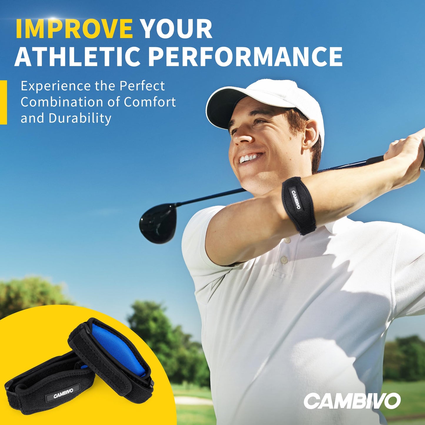 Kinstron Tennis Elbow Brace for Men & Women, Tennis & Golfer's Elbow, Adjustable Elbow Strap with Compression Pad